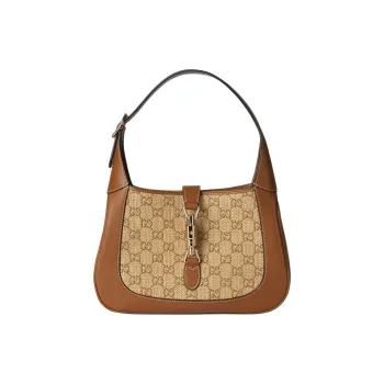 GUCCI Jackie 1961 Raffia Shoulder Bag Trumpets Women's Brown
