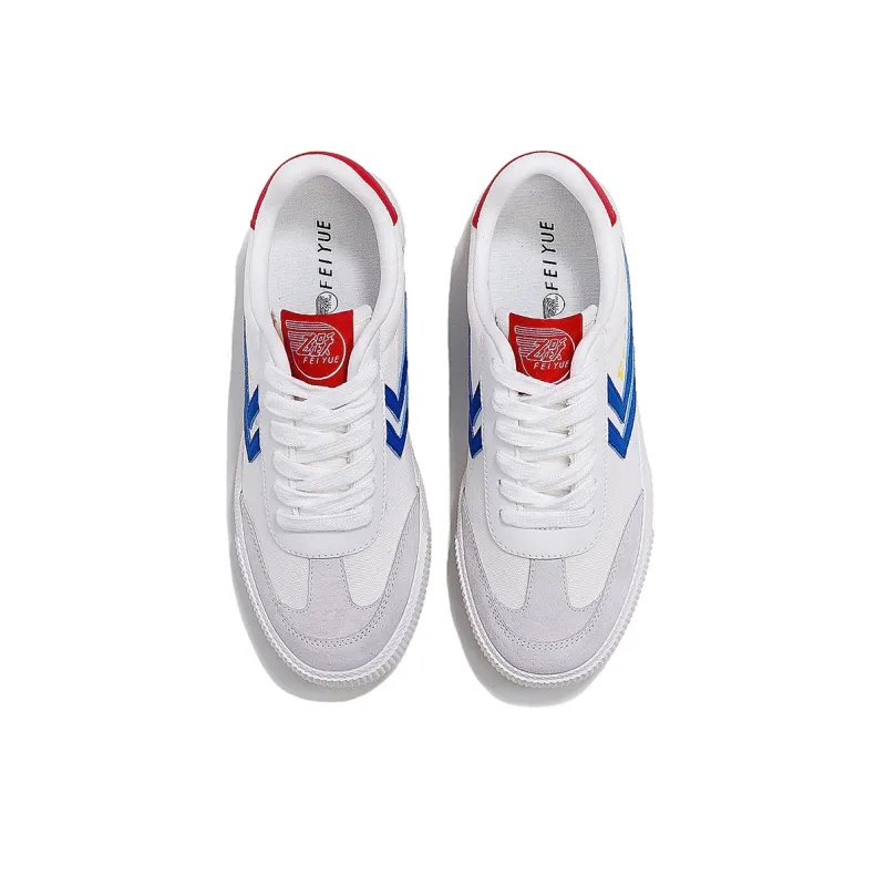 Feiyue Lightweight Wear Resistant And Slip Resistant Low Top Casual Shoes Unisex White Gray Sapphire-2