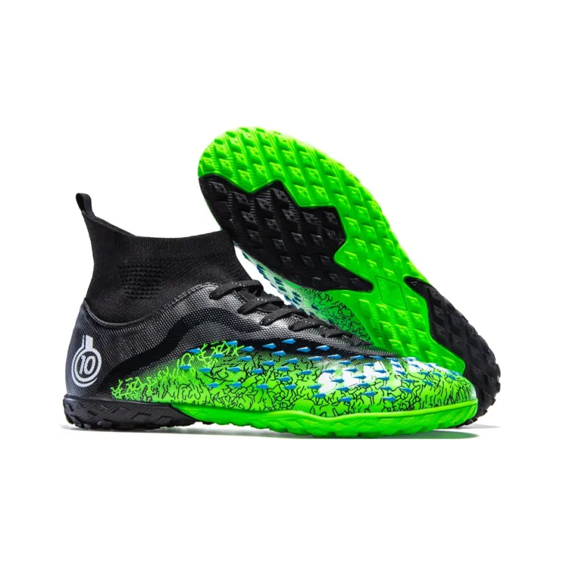 QIUTEXIONG Soccer Shoes Unisex High Top White/Black/Green/Neon Green-13