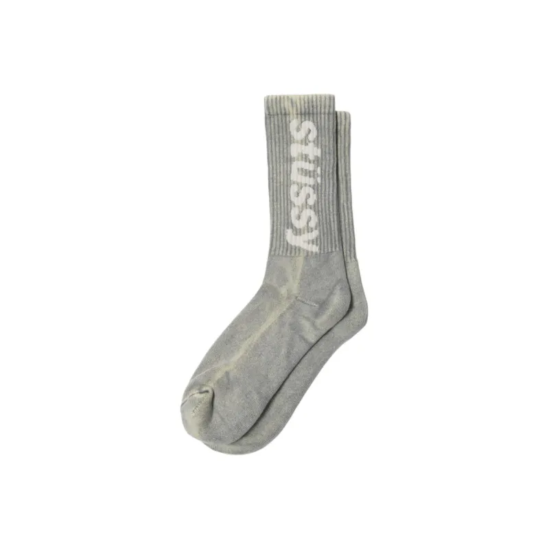Stussy Washed Helvetica Crew Sock Grey-0