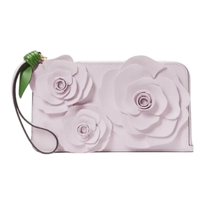 Kate Spade Cow Leather Wallet Medium Size Women's Light Purple-0
