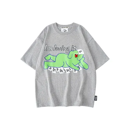 BADMARKET 그레이 남녀공용 티셔츠