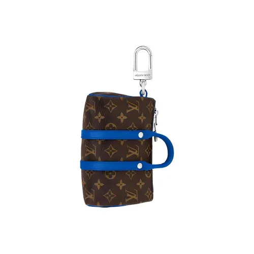 LOUIS VUITTON Mini Keepall Canvas With Leather Monkey Bag Keychain Accessory Men's Blue