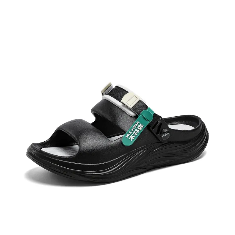 Mulinsen Beach Sandals Unisex Black/Khaki Brown/Matcha Green-5