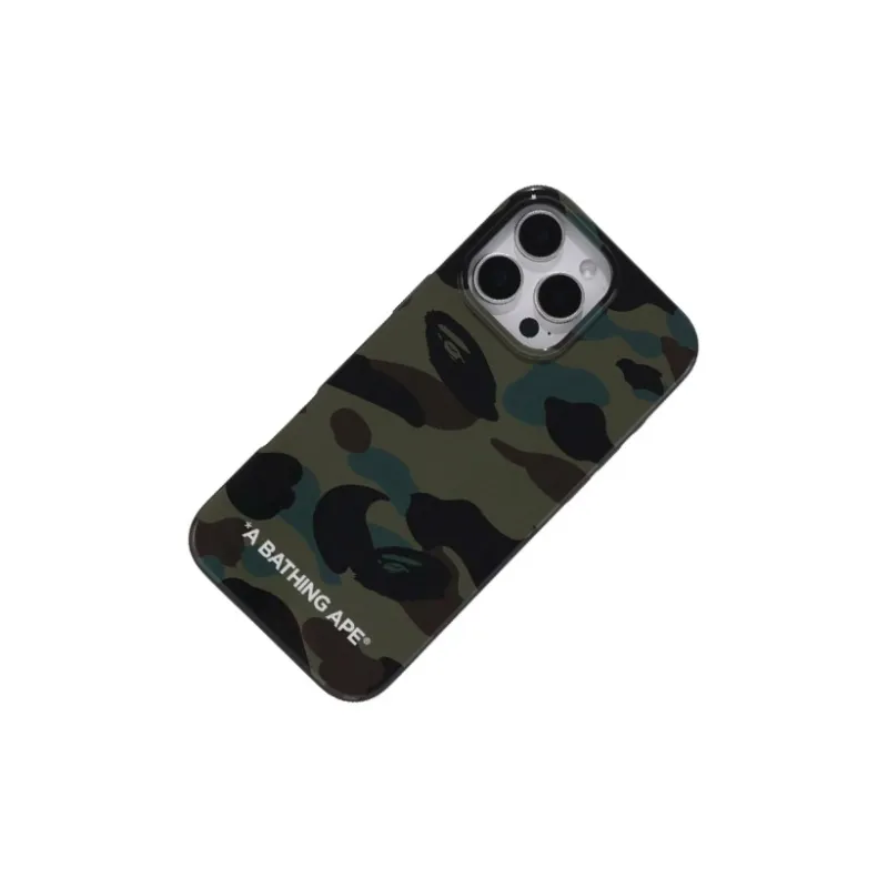 A BATHING APE PU+PC The First Camouflage Phone Cases Compatibility With IPhone 16 Pro Max Trendy And Cool-3