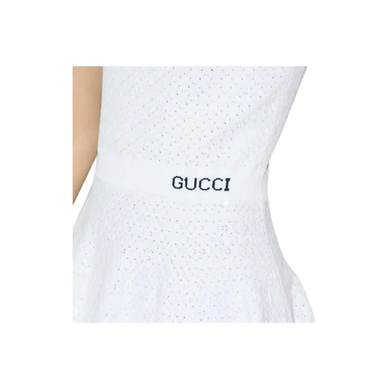 GUCCI SS25 Short Sleeved Dress Women's White-4