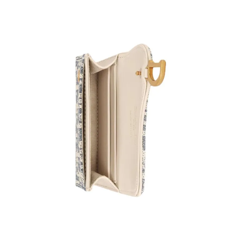 DIOR Cow Leather Card Holder Regular Women's Blue-3