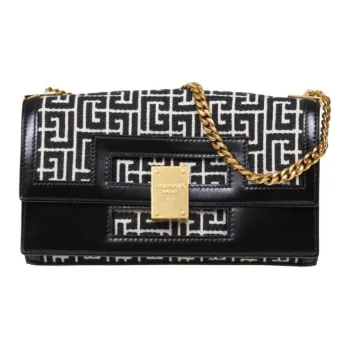 BALMAIN Jacquard Fabric Shoulder Bag Women's Black
