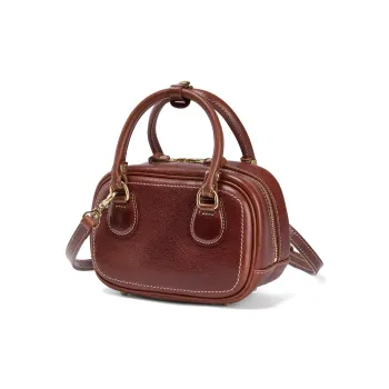 KAISER Cow Leather Handbag Small Size Women's Sunset Brown/Black/Sunset Yellow/Green