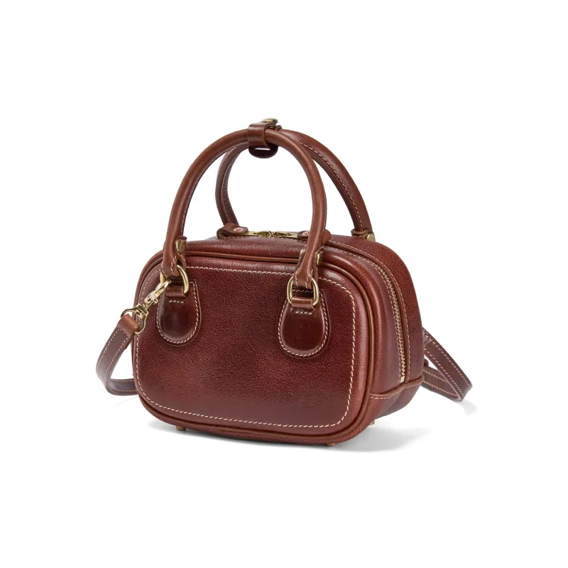 KAISER Cow Leather Handbag Small Size Women's Sunset Brown/Black/Sunset Yellow/Green-0