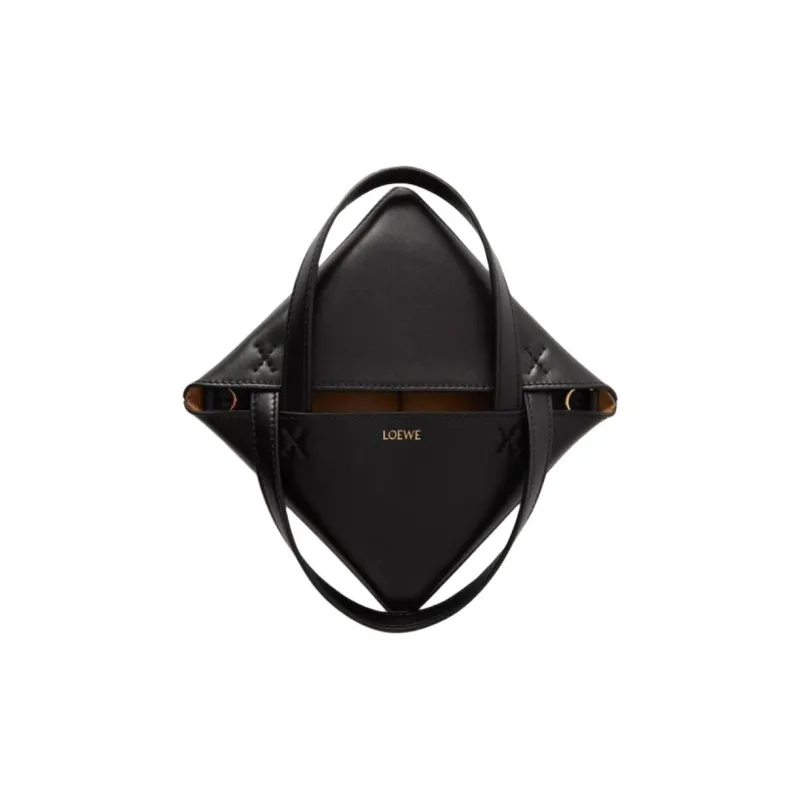 LOEWE Puzzle Fold Shiny Calfskin Tote Bag, Shopping Bag, Shoulder Bag, Handbag Women's Black-2