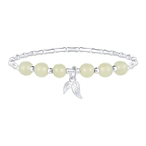 KING TAI SANG Bracelets Pale Greenish White Jade Unisex