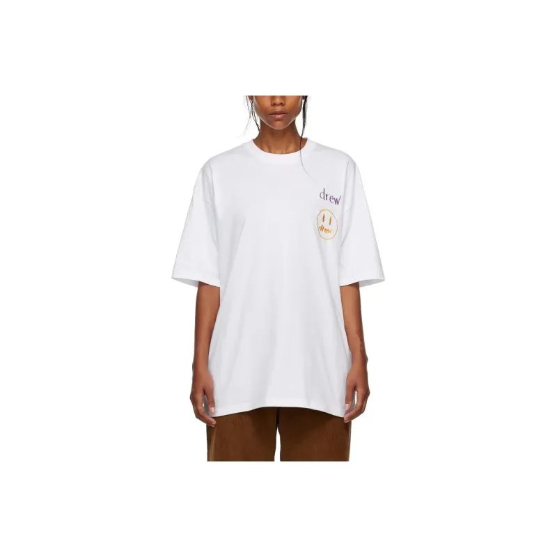 Drew House Letter Logo Series T Shirts Unisex White-0