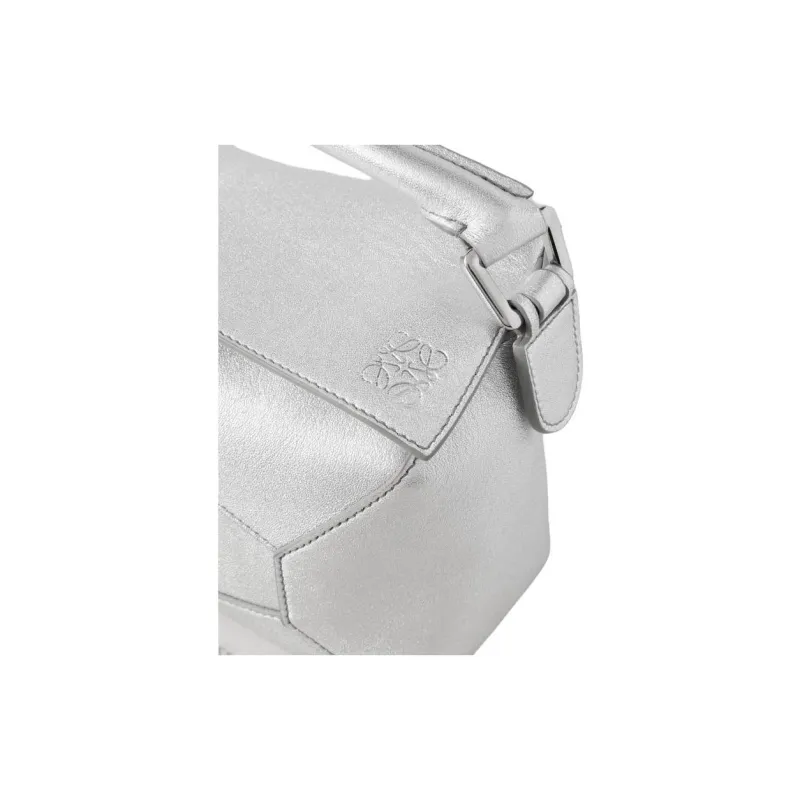 LOEWE Puzzle Leather Shoulder Bag, Crossbody Bag, Handbag Mini Women's Silver-3