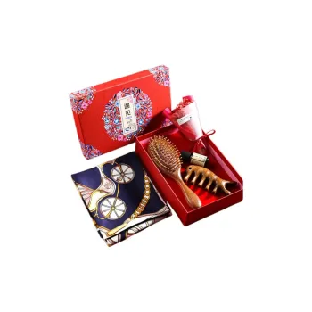 XIBI Sandalwood Comb With Home Airbag Massage For Meridian Therapy Gift Box Set Straight Hair