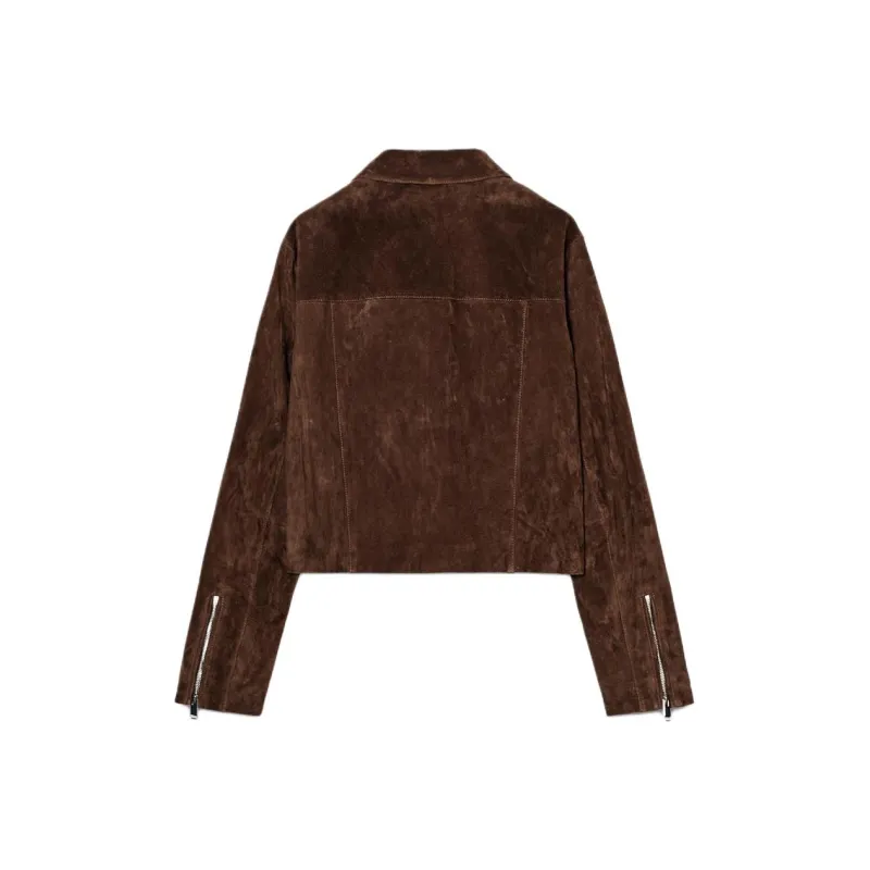 ZARA Leather Jacket Women's Brown-1