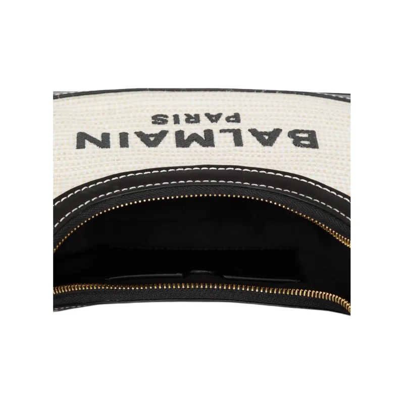BALMAIN B ARMY Polyamide Shoulder Bag Women's Black & Beige-5