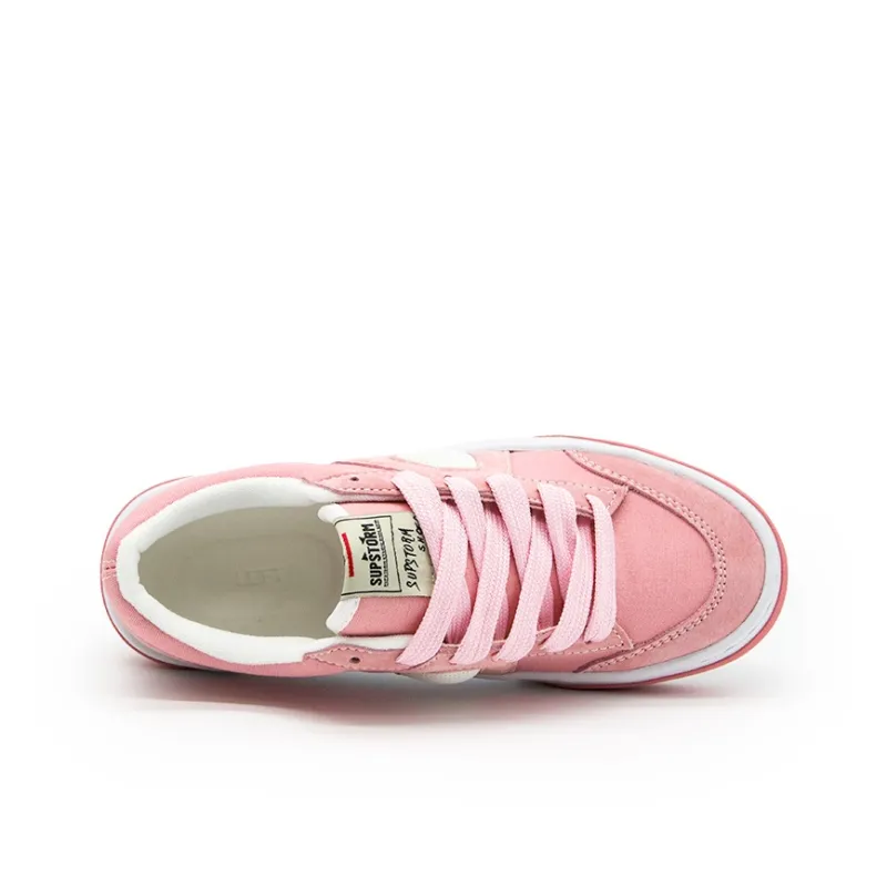 SUPSTORM Anti Slip And Wear Resistant Breathable Cushioning Low Top Canvas Shoes Unisex Pink-5