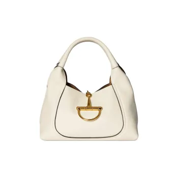 GUCCI Grain Leather Handbag Small Size Women's White