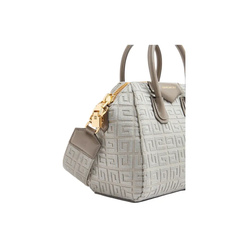 GIVENCHY Antigona Canvas With Smooth Cow Leather Canvas Bag Handbag Shoulder Bag Crossbody Bag Mini Women's Ore Gray-4