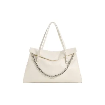 CHARLES&KEITH Calfskin Tote Bag, Shopping Bag, Shoulder Bag Extra Large Women's Cream