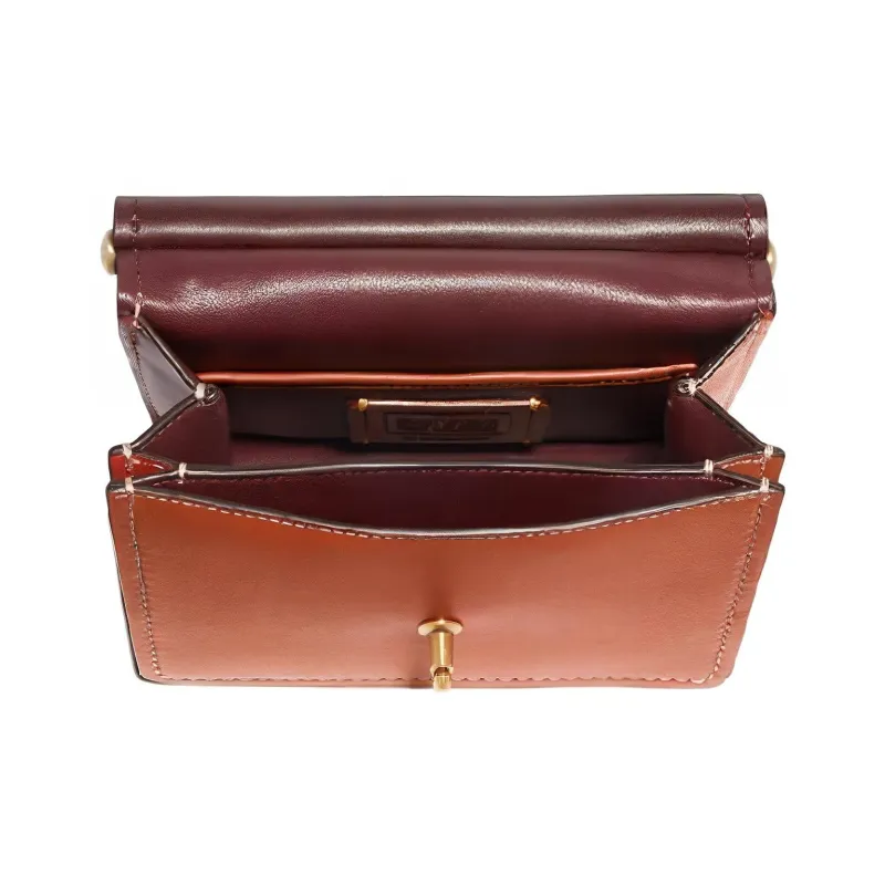 COACH Willis Leather Shoulder Bag Crossbody Bag Handbag Small Size Women's Brick Red-2