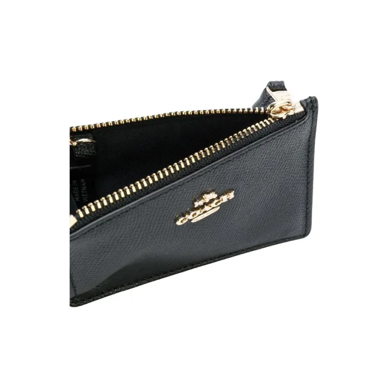 COACH Mini Id Skinny Leather Wallet Mini Women's Black-4