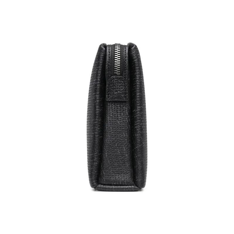 PIERRE CARDIN Top Grain Cow Leather Clutch Men's Black-4