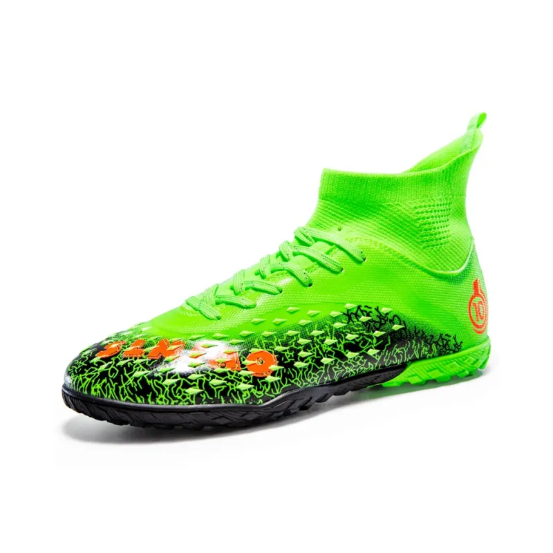 QIUTEXIONG Soccer Shoes Unisex High Top White/Black/Green/Neon Green-22