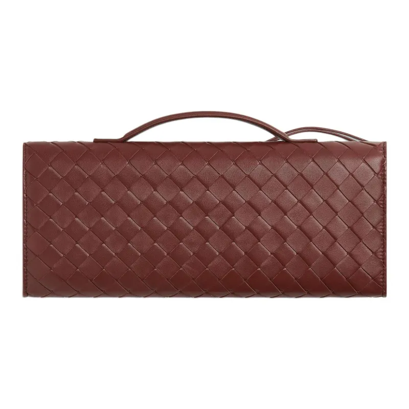 Bottega Veneta Andiamo Series Sheepskin Clutch Women's Sapele Red-1