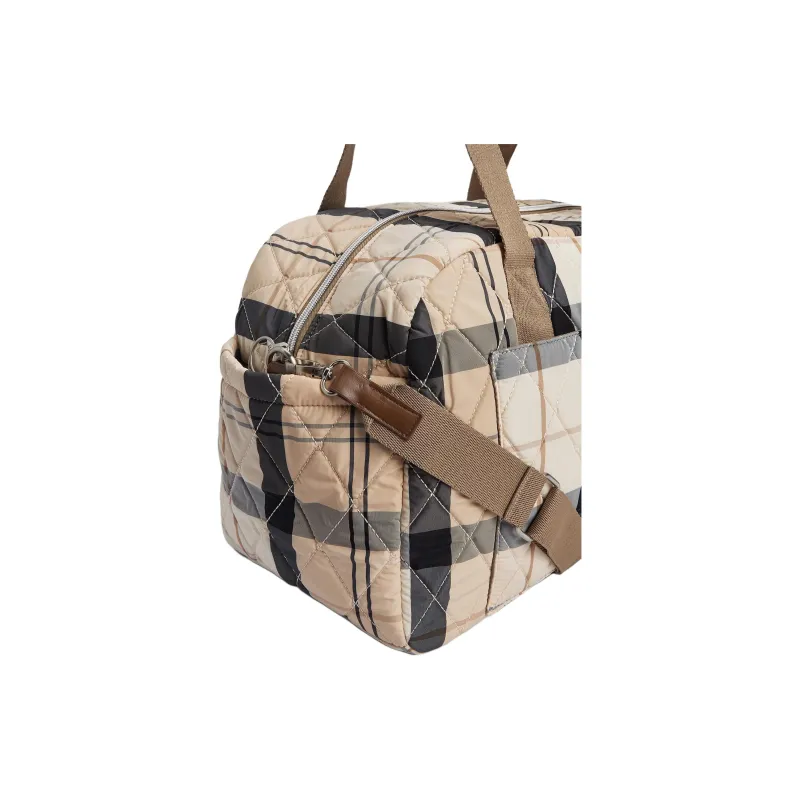 BARBOUR Polyester One Shoulder Crossbody Handbag, Travel Bag Unisex Beige Plaid-4