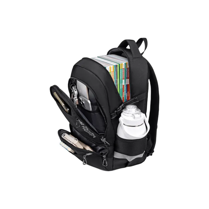Victorian Traveler Fabric Double Shoulder Backpack Regular Unisex Silver Gray-8