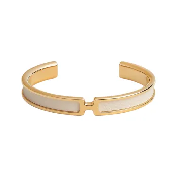 HERMES Calfskin Bangles Unisex Gold