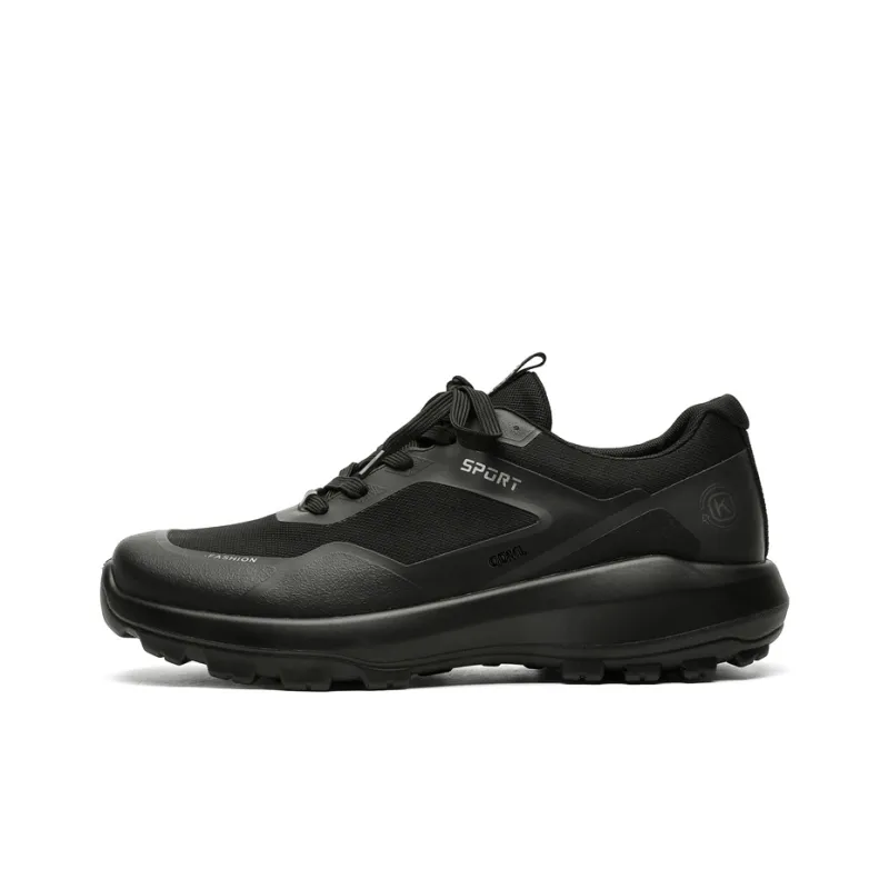 Qiandongmeili Breathable Wear Resistant Cushioning Height Increasing Low Top Casual Shoes Men's Black-0