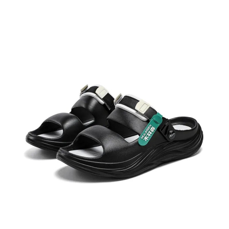 Mulinsen Beach Sandals Unisex Black/Khaki Brown/Matcha Green-4