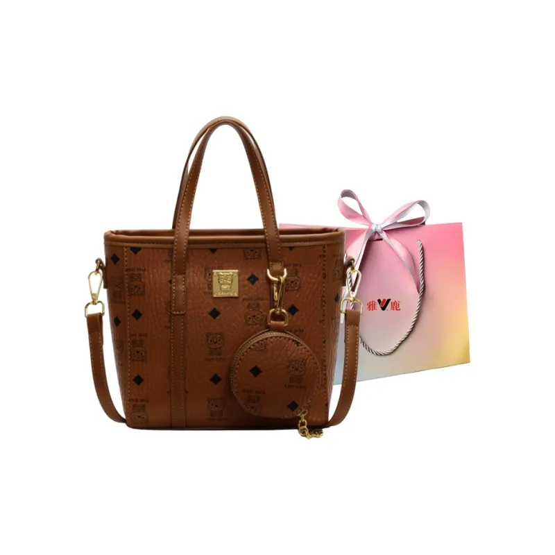 Yalu PU Basket Bag, One Shoulder Handbag Women's Pink/Brown/Ecru-7