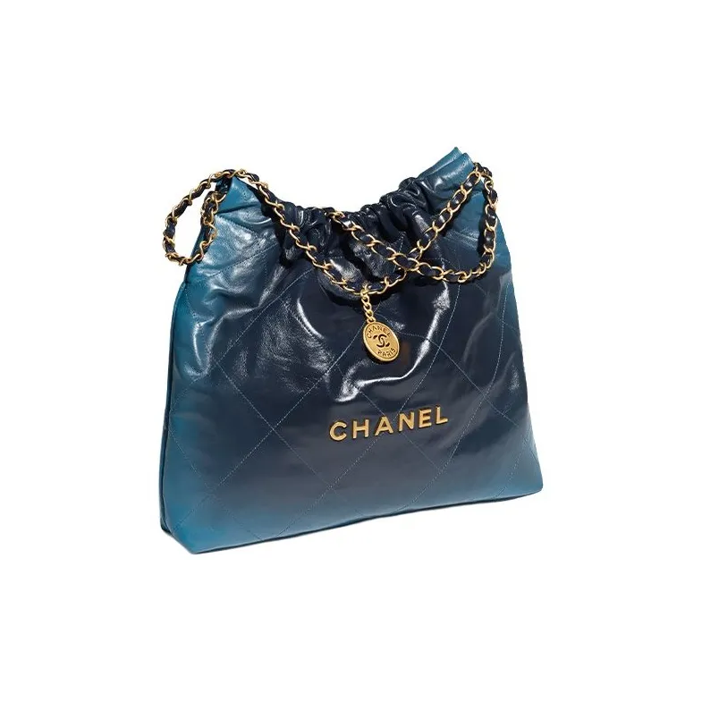 CHANEL 22Bag Calfskin Handbag, Shoulder Bag Women's Blue/Dark Blue-1