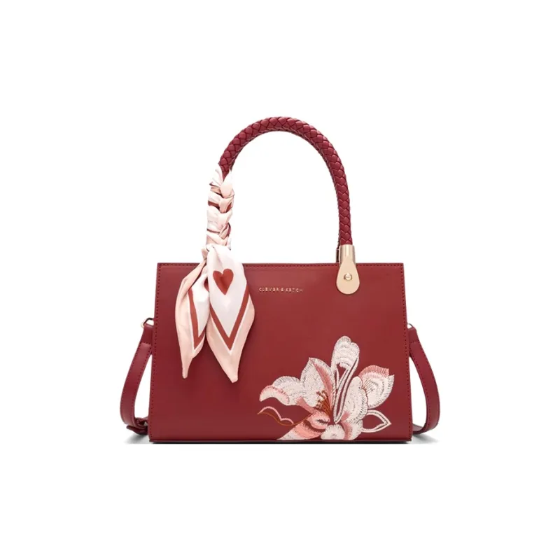 CLEVER& KETCH PU Shoulder Bag Crossbody Bag Handbags Regular Women's Red/Khaki-0