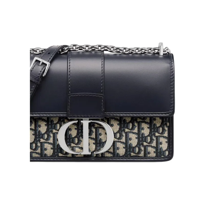 DIOR 30 Montaigne Oblique Printed Fabric With Smooth Cow Leather Shoulder Bag, Crossbody Bag Regular Women's Blue-5
