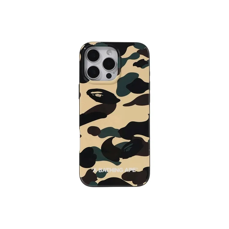 A BATHING APE PU+PC The First Camouflage Phone Cases Compatibility With IPhone 16 Pro Max Trendy And Cool-0