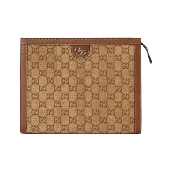 GUCCI Ophidia Raffia Clutch Women's Brown