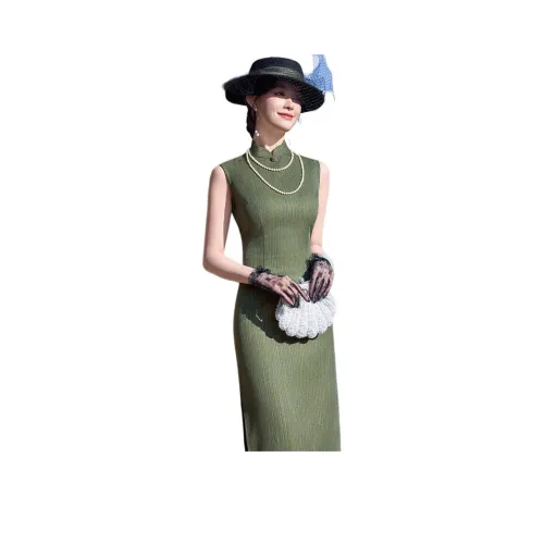 ENEESSI Spring Summer Release Cheongsam Women's Pickle Green Black Apricot