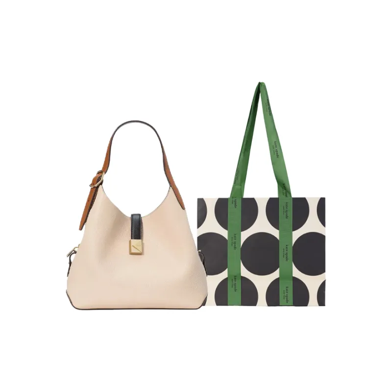 Kate Spade Litchi Grain Cow Leather One Shoulder Handbag Medium Size Women's Ivory-5