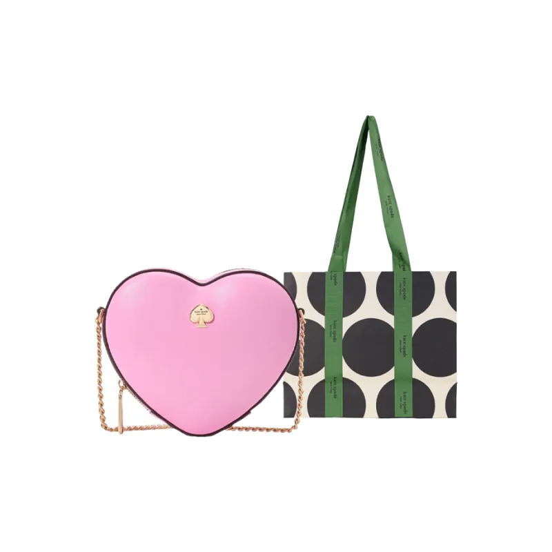 Kate Spade Artificial Leather Heart Shaped Bag, Shoulder Bag, Crossbody Bag Mini Women's Pink-6