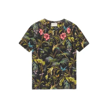 GUCCI Plant And Floral All Over Print Crew Neck Short-Sleeved T-Shirt Men's Multicolor