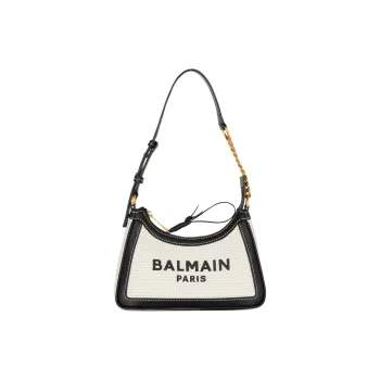 BALMAIN B ARMY Polyamide Shoulder Bag Women's Black & Beige