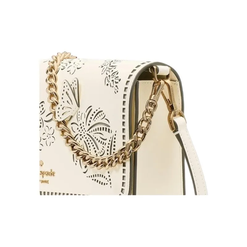 Kate Spade Split Cow Leather Crossbody Bag Medium Size Women's White-4