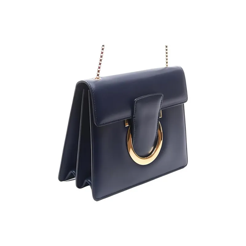FERRAGAMO Cow Leather Shoulder Bag, Crossbody Bag Women's Blue-2