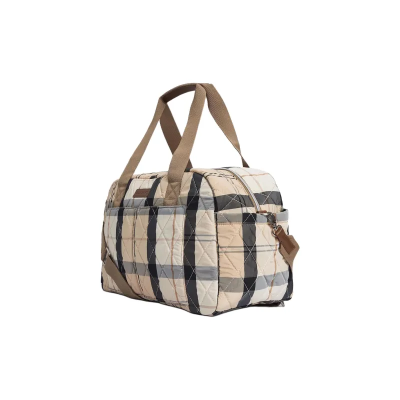 BARBOUR Polyester One Shoulder Crossbody Handbag, Travel Bag Unisex Beige Plaid-1