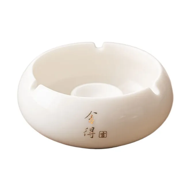 KERPA Chinese Style Modern Luxury Premium White Porcelain Ashtray With Lid To Prevent Flying Ash-4